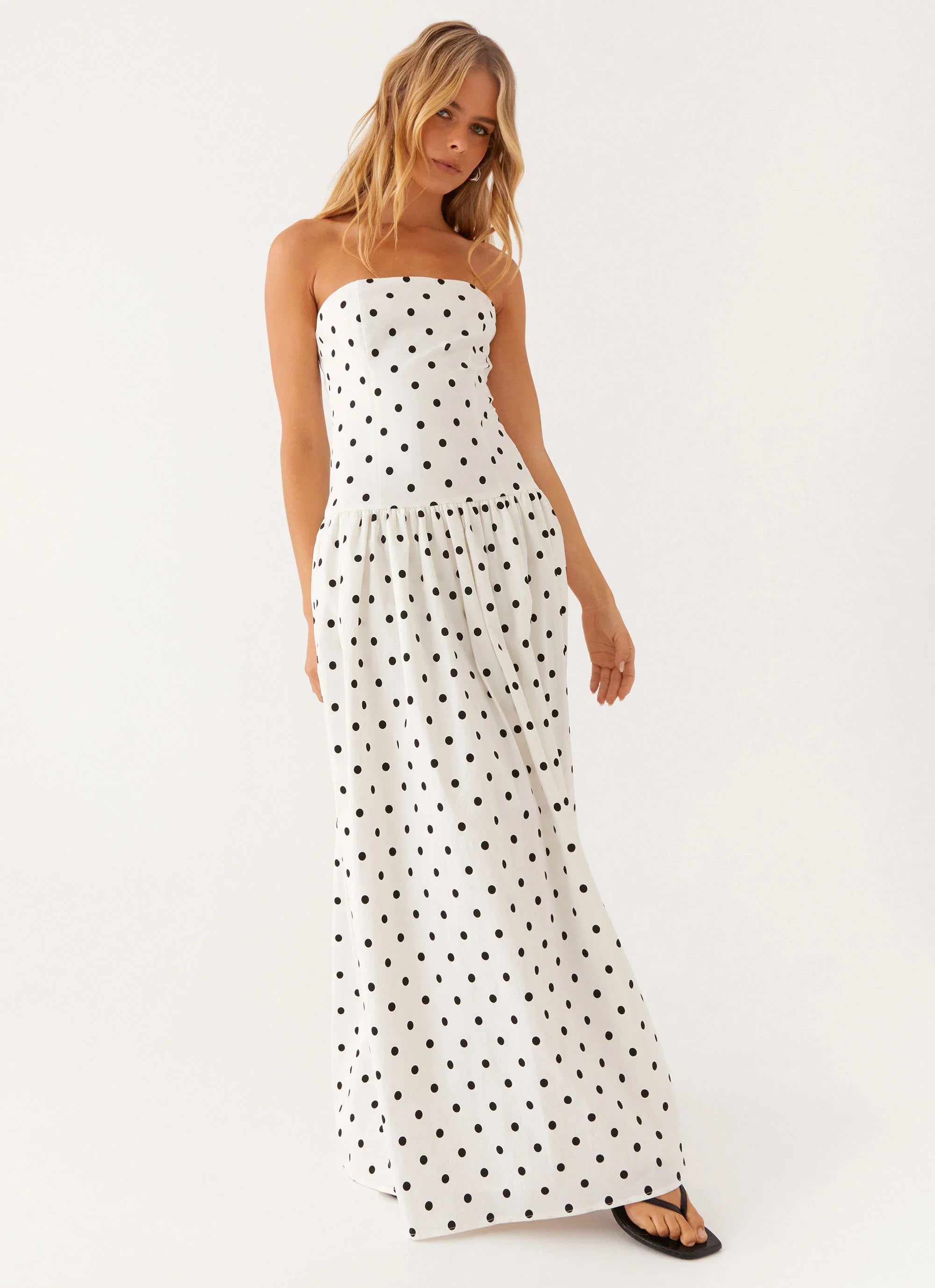 Andorra Maxi Dress White Polkadot