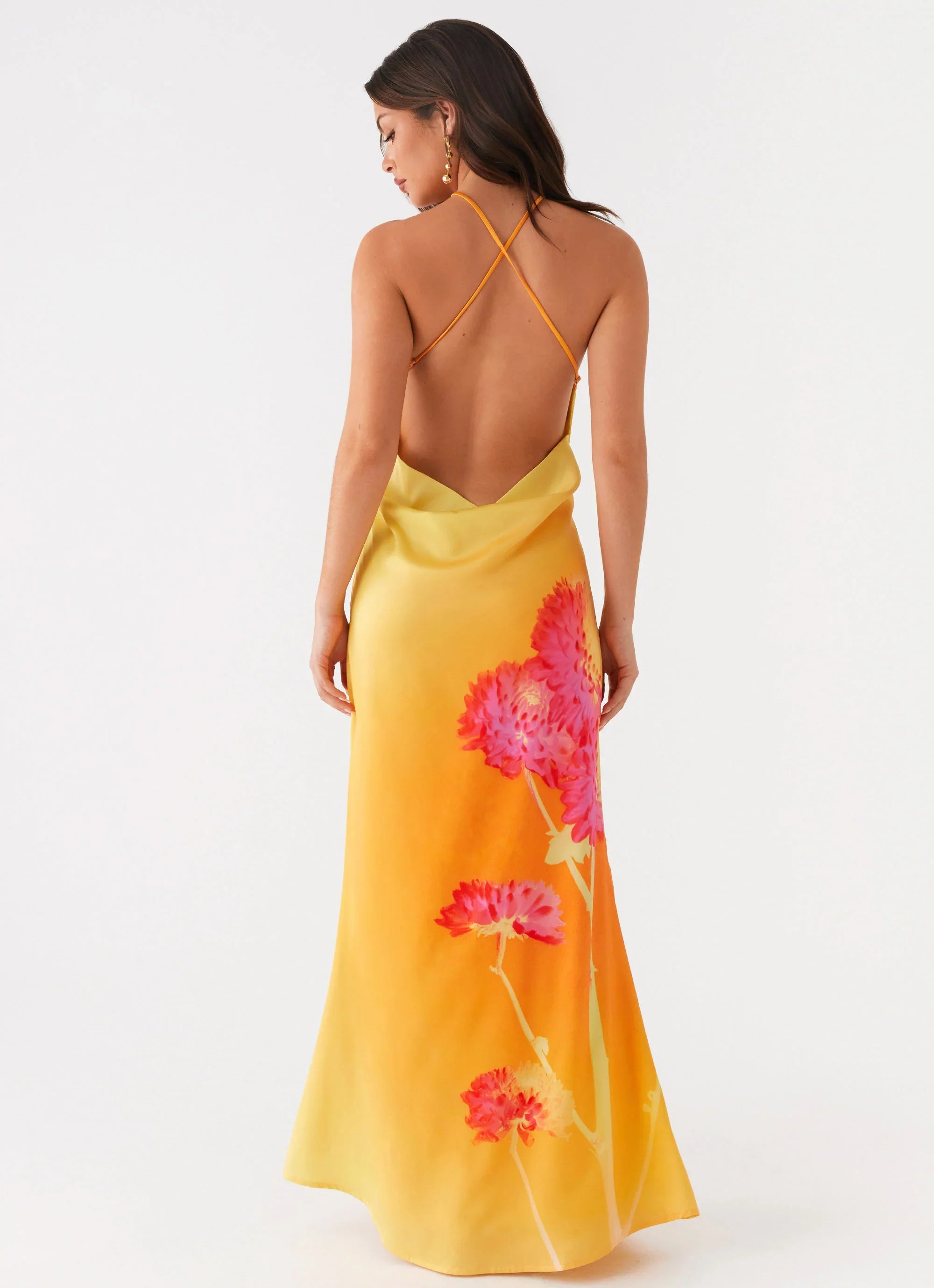 Chloe Maxi Dress Orange Floral