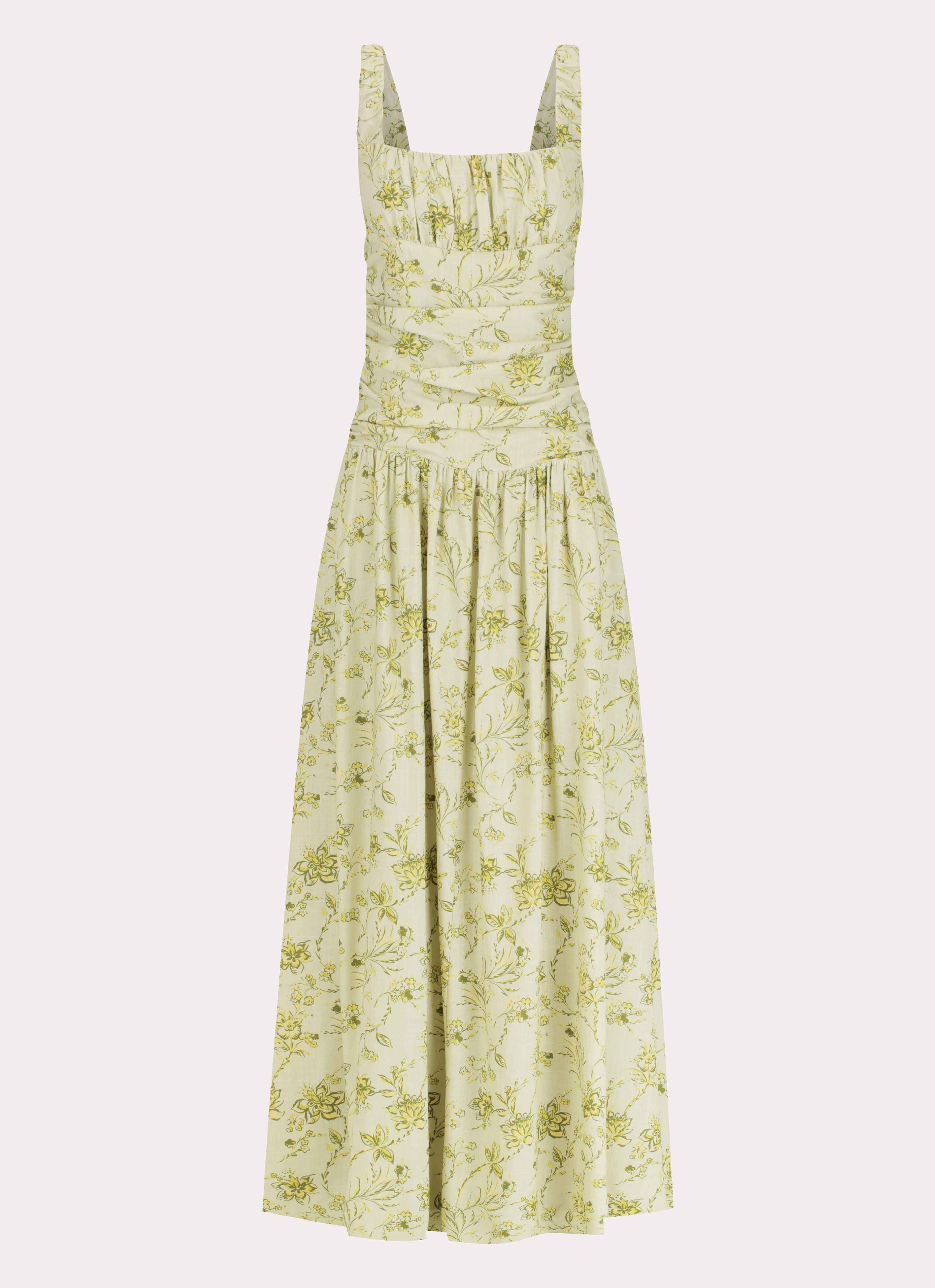 Zinna Linen Maxi Dress Sage Floral