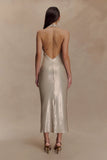 Carnation Sequin Halter Midi Dress Gold