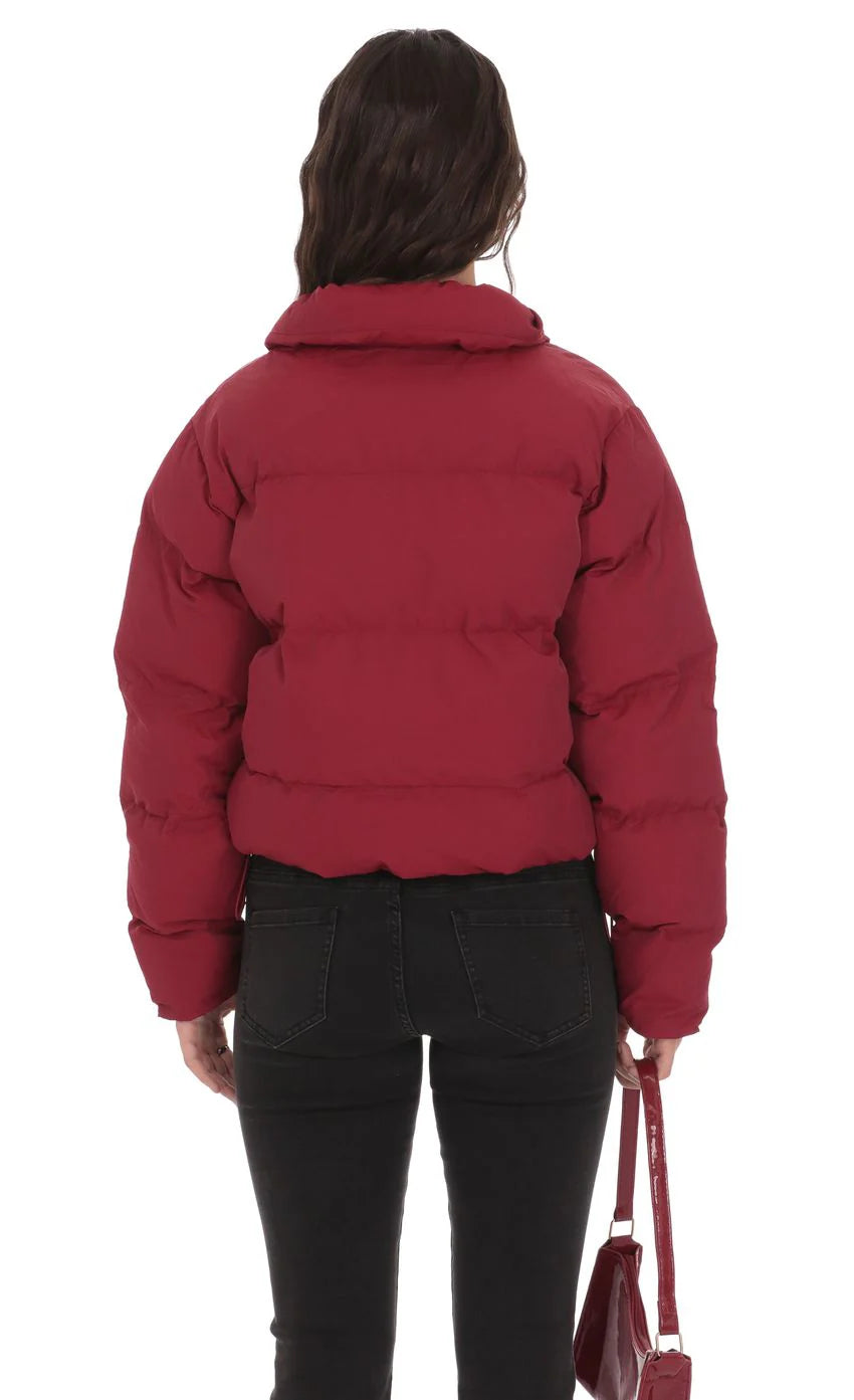 Puffer Jacket in Deep Red