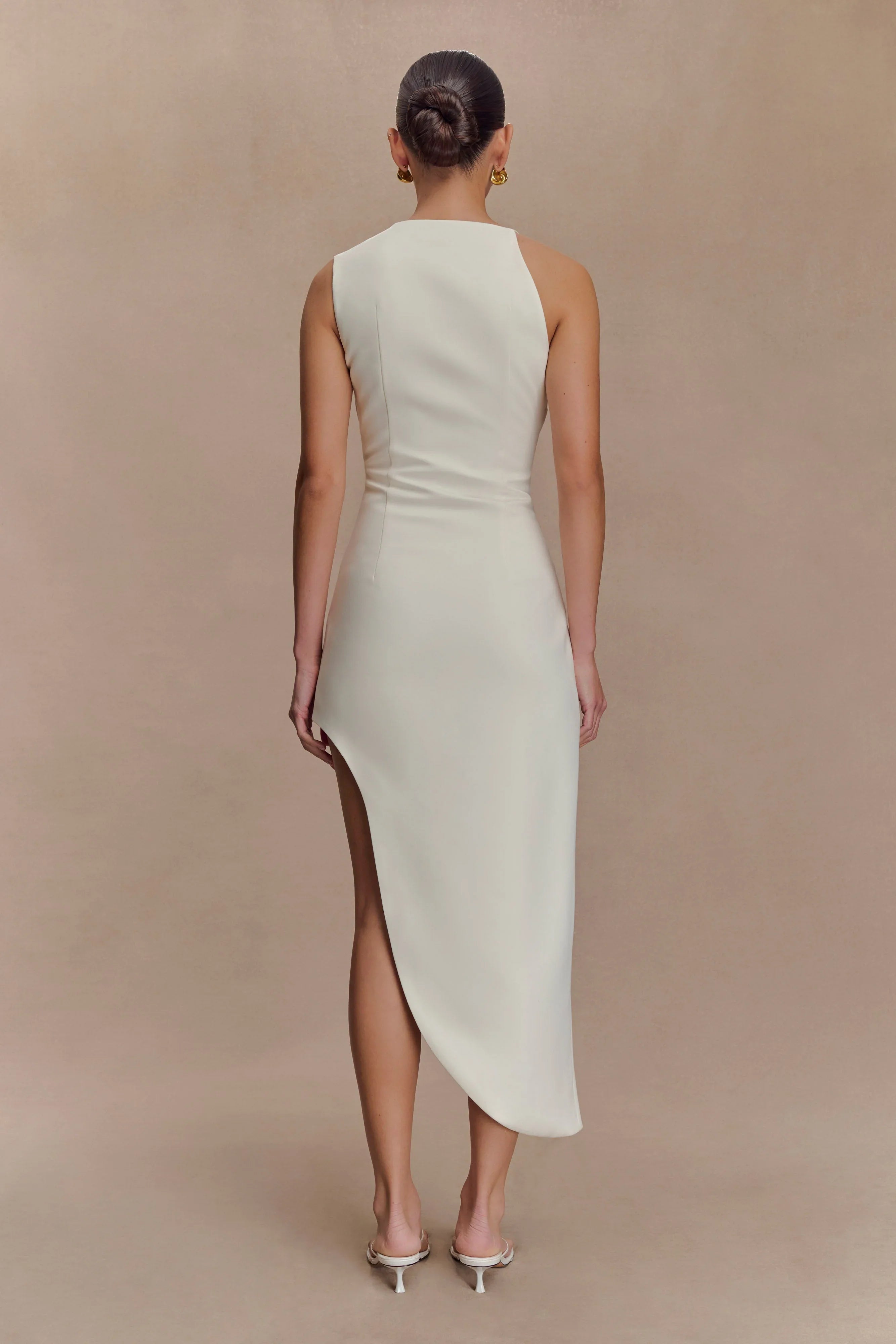 Virginia Suiting Embroidered Midi Dress White