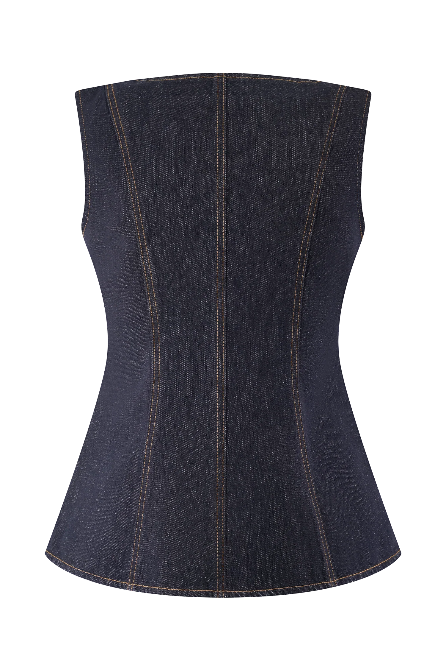 Neve Sleeveless Buttoned Denim Top Washed Indigo Blue