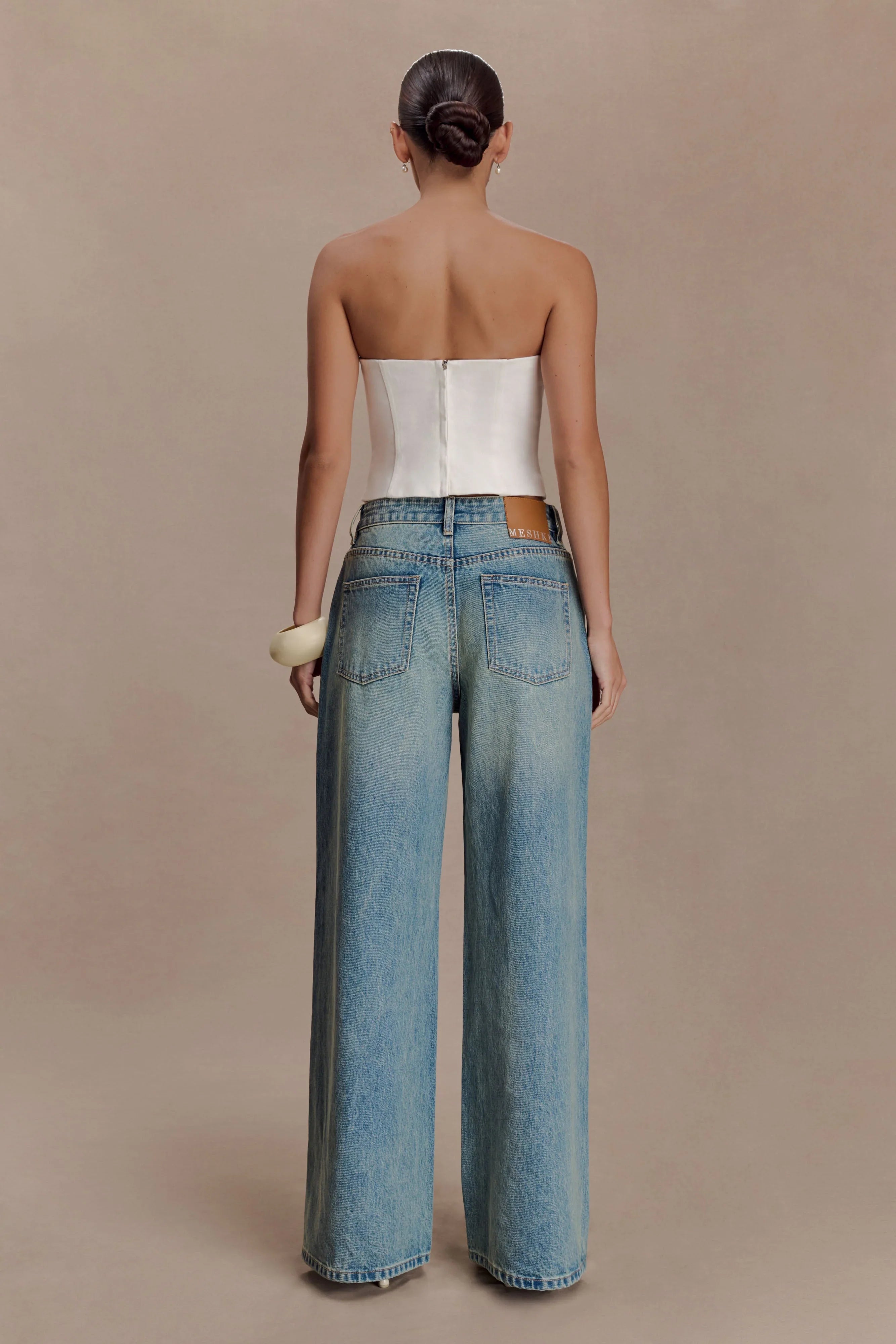 Romi Mid Rise Wide Leg Jeans Faded Mid Blue