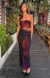 Imogen Black Blurred Tulip Print Maxi Dress