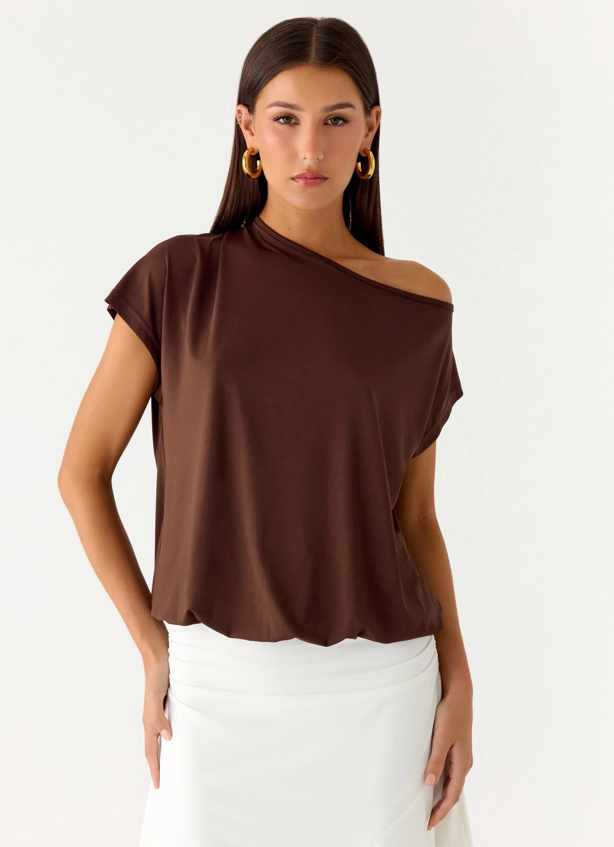 Raeni Off Shoulder Top Chocolate