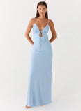 Flora Satin Maxi Dress Ice Blue