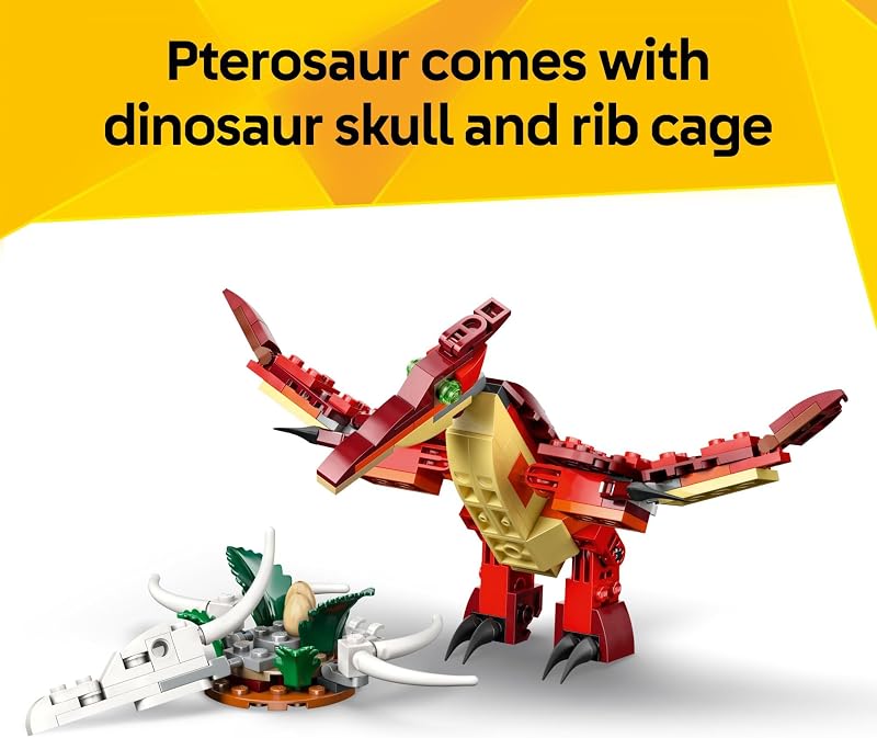 LEGO Creator 3 in 1 Fierce Dinosaur Building Toy for Boys Girls Ages 8 Gift for Birthdays Kids Build 1 of 3 Prehistoric Animal Figures 31379