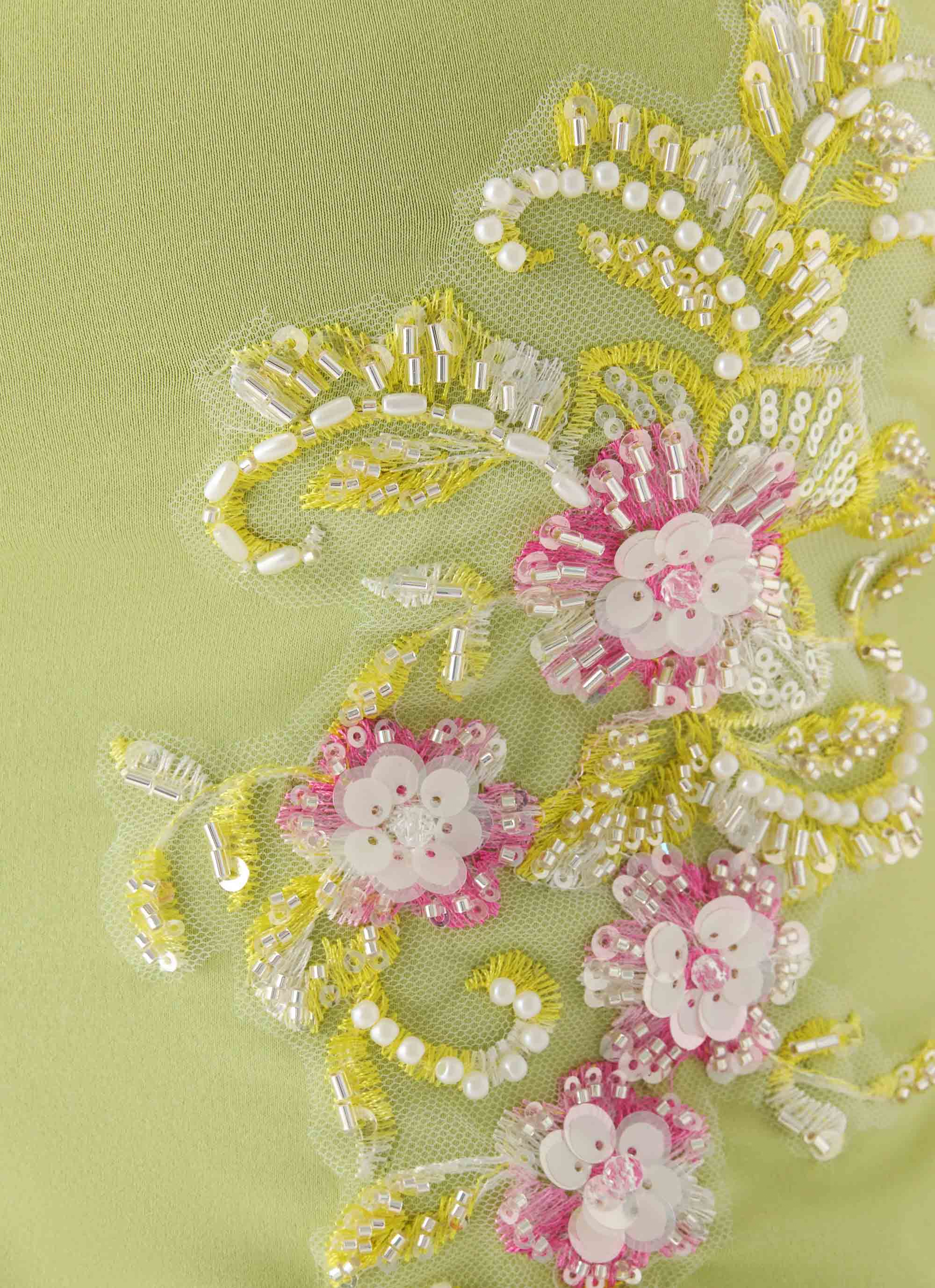 Michele Floral Top Lime