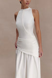 Emily Wrapped Waist Midi Dress White