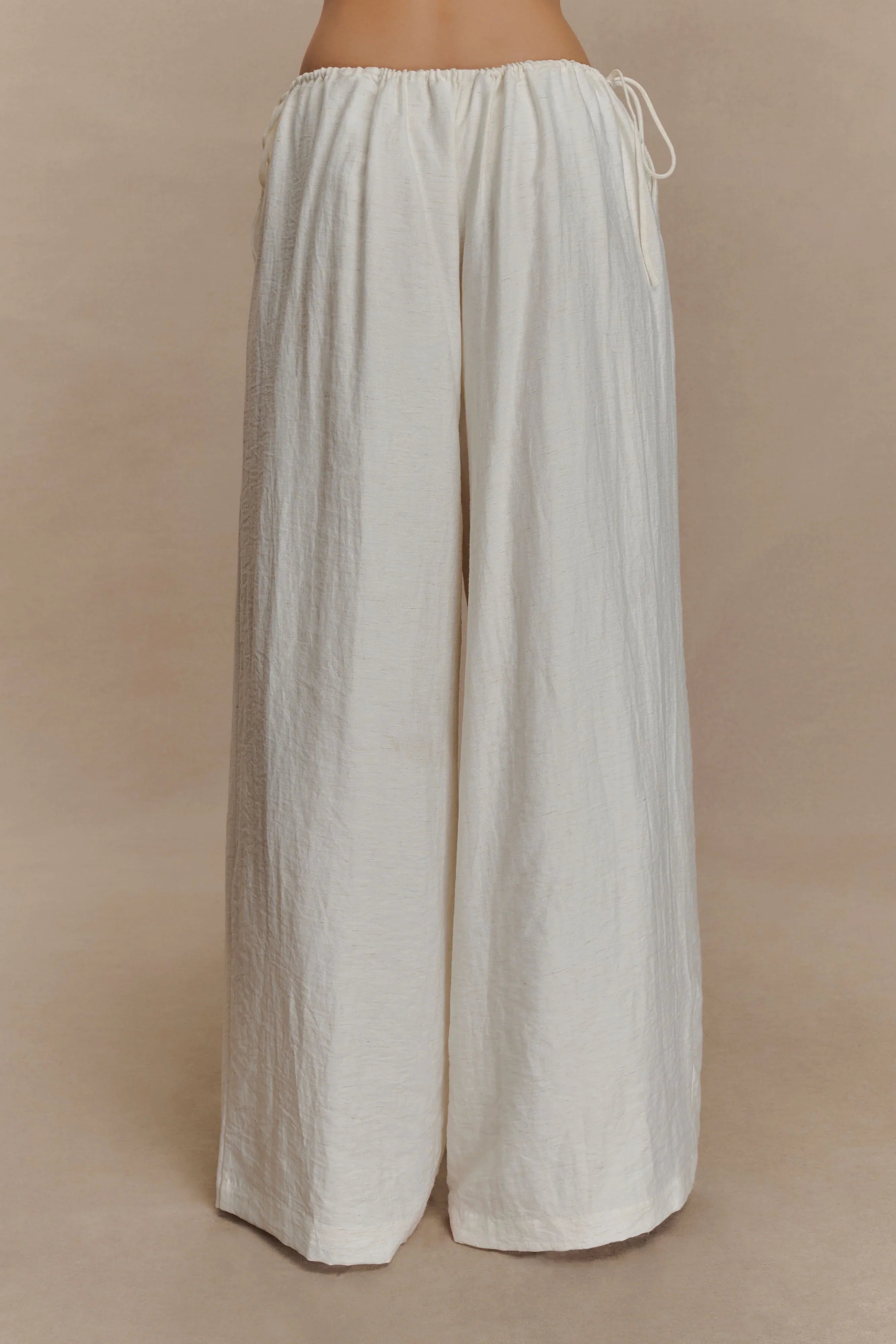 Callum Drawstring Straight Leg Pants White