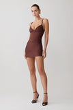 Maison Bandage Knit Mini Dress Chocolate