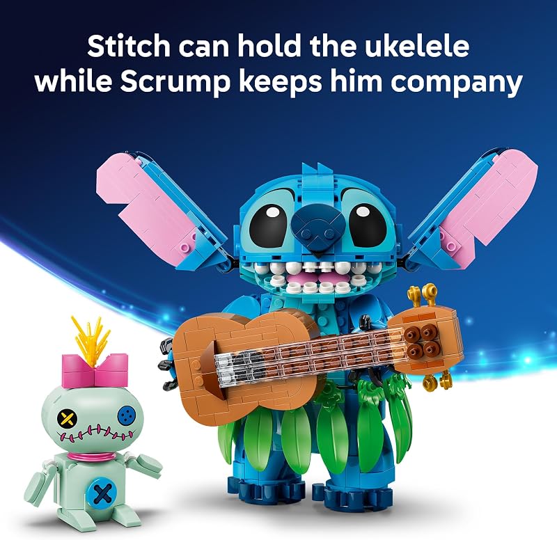 LEGO Disney Stitch Scrump 43296 Building Toys for Girls Boys Ages 9 Stitch Display Set for Bedroom Decor Fun Activity for Kids 713 pieces Gift Idea
