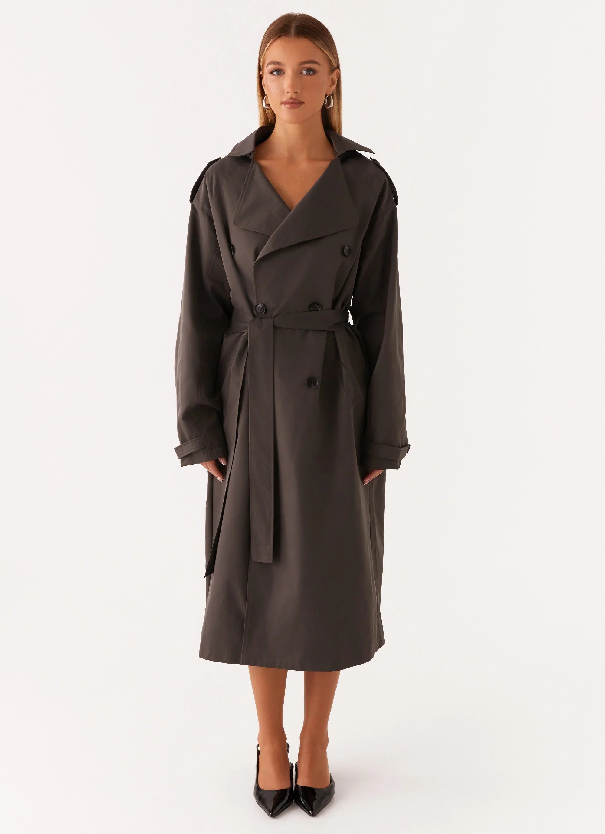 Brighton Oversized Trench Coat Grey