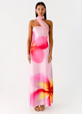 Isa Scarf Satin Maxi Dress Frangipani Pink