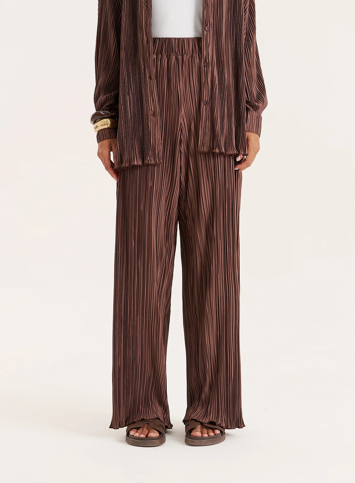 Chocolate Plisse Trouser