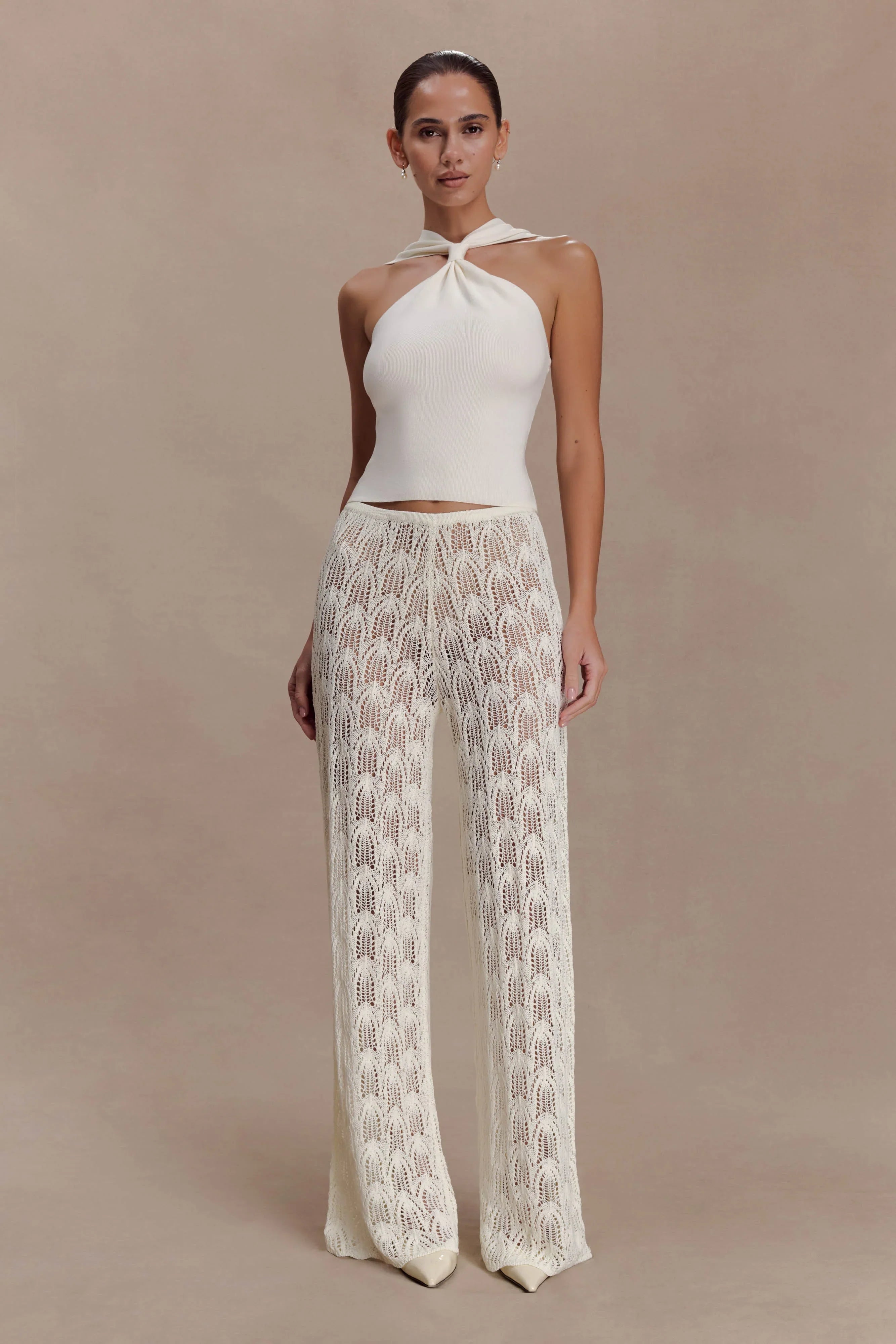 Angelika Twist Front Knit Top Ivory