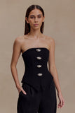Arla Button Up Corset Top Black