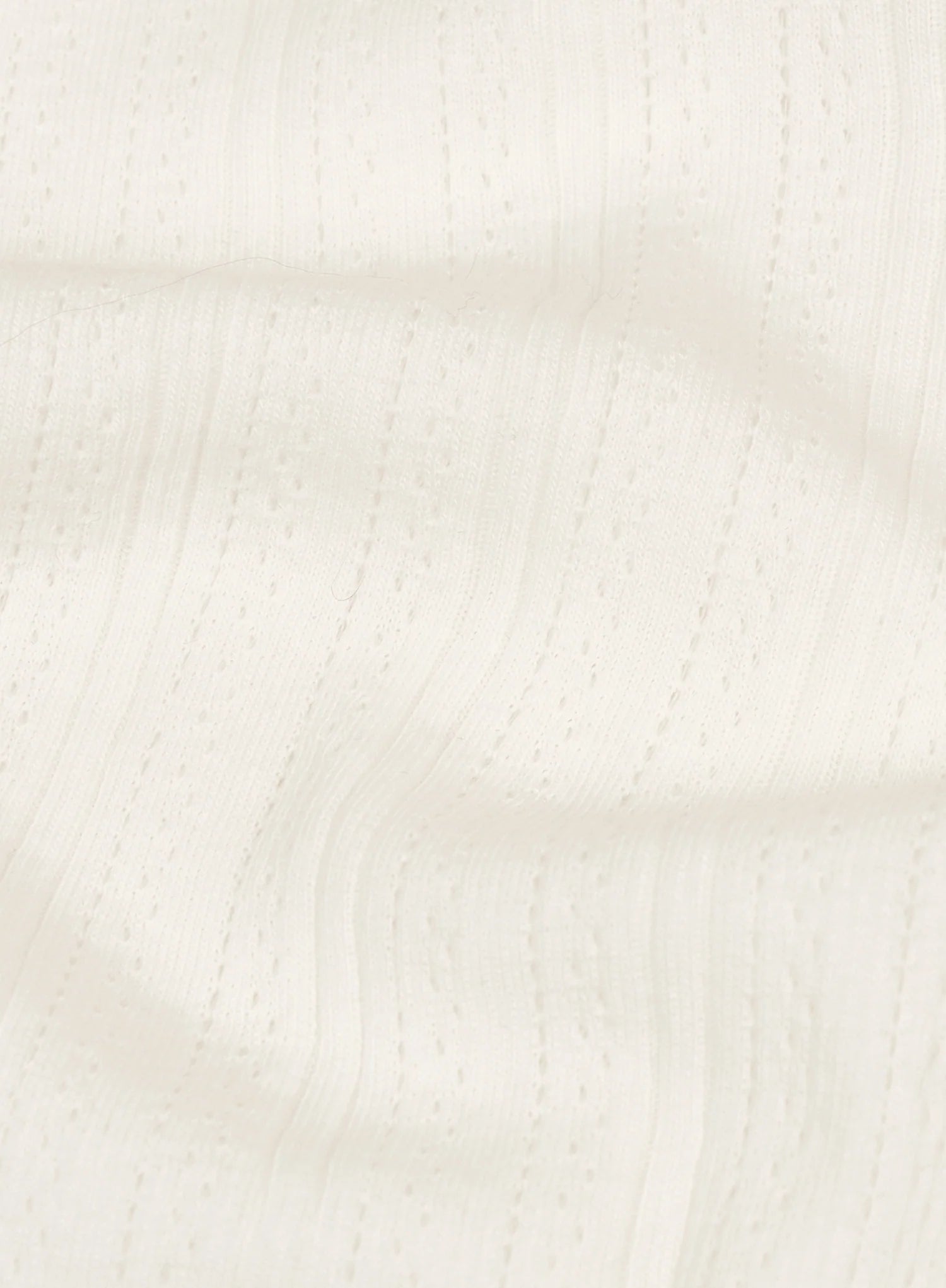 Ecru Pointelle Long Sleeve Buttoned Top