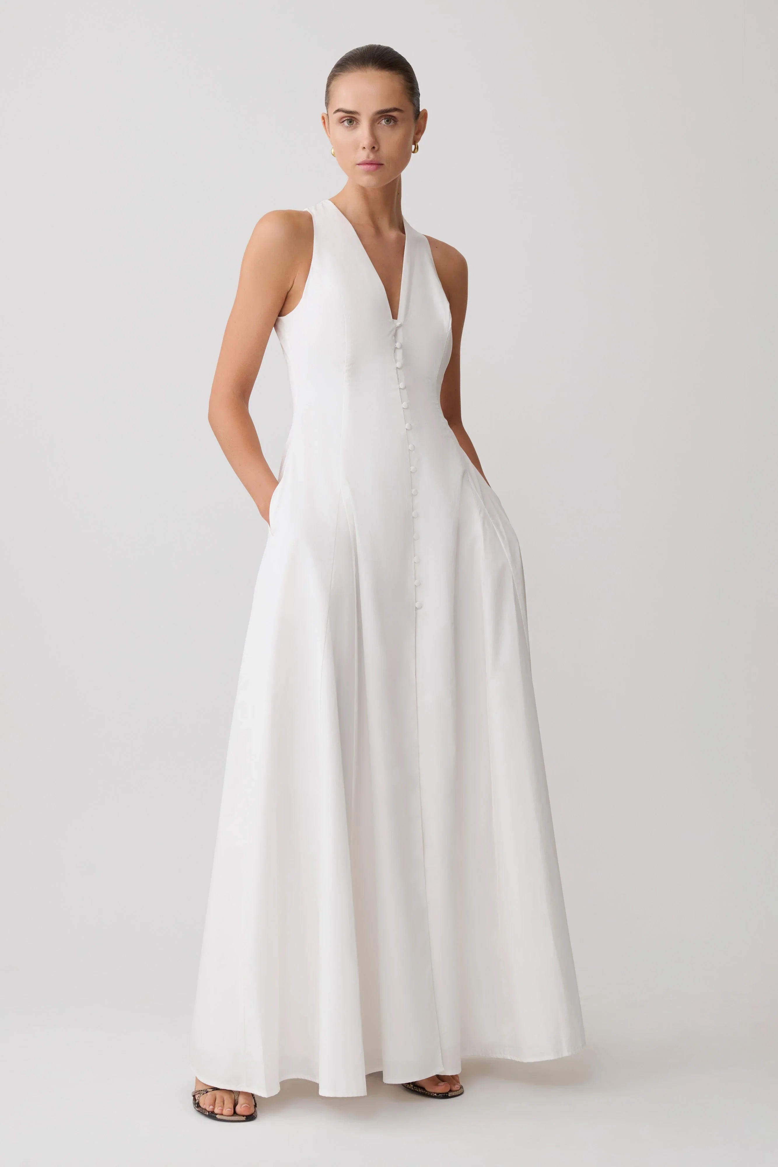 Sienna Button Down Maxi Dress White