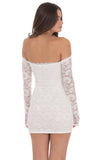 Lace Off Shoulder Bodycon Dress in White