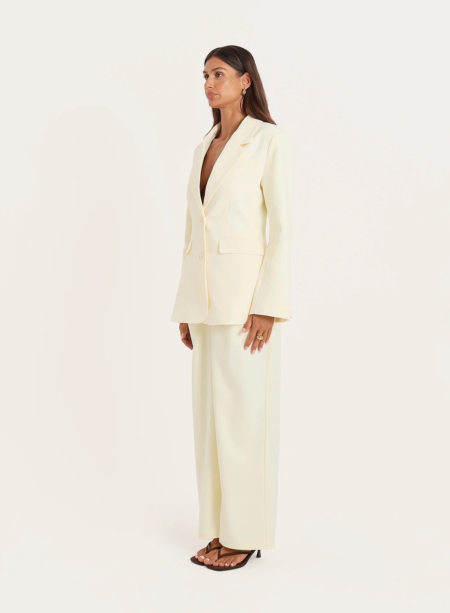 Yellow Cinched Waist Flared Sleeve Blazer