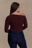 Maelle Off Shoulder Long Sleeve Top Deep Chocolate
