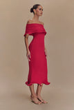 Molly Off Shoulder Knit Midi Dress Raspberry