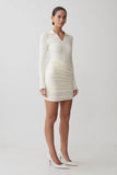 Agness Long Sleeve Button Up Knit Dress Ivory