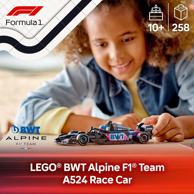 LEGO Speed Champions BWT Alpine F1 Team A524 Race Car Toy Building Set for Kids Boys Girls Ages 10 Toy Car for F1 Fans Gift Idea for Birthday 77248