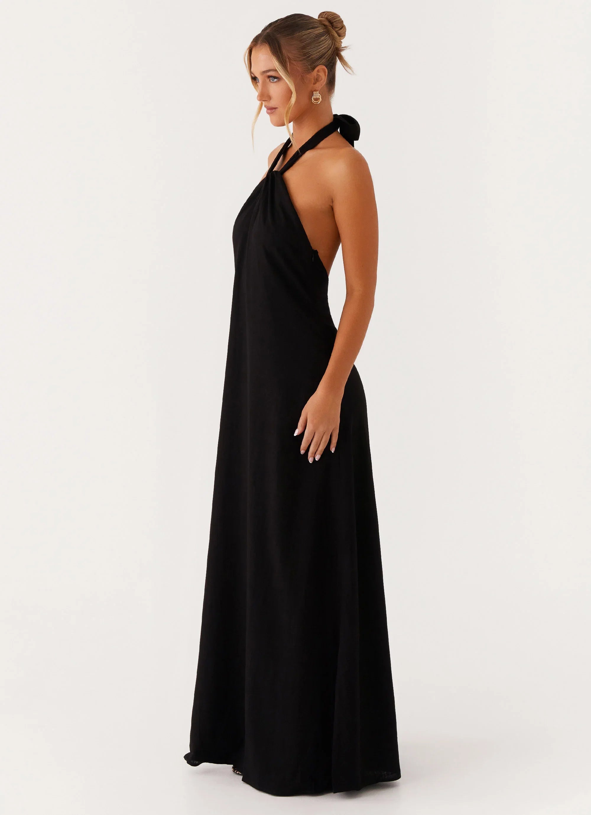 Golden Child Linen Maxi Dress Black