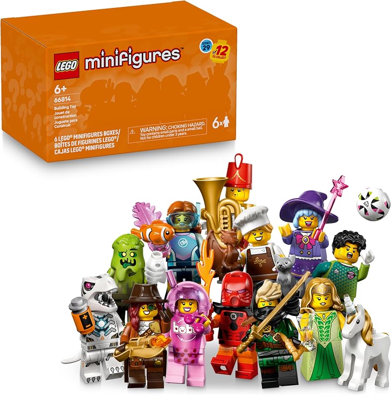 LEGO Minifigures Series 29 6 Pack Mystery Box Multipack Birthday Party Favors for Boys Girls Ages 6 Goodie Bag Stuffers for Kids 66814