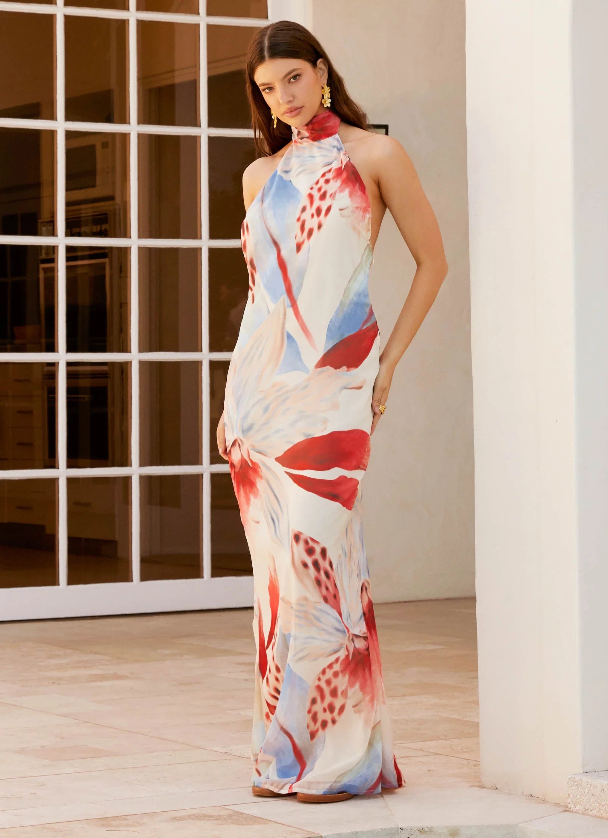 California Maxi Dress Deep Sea Bloom