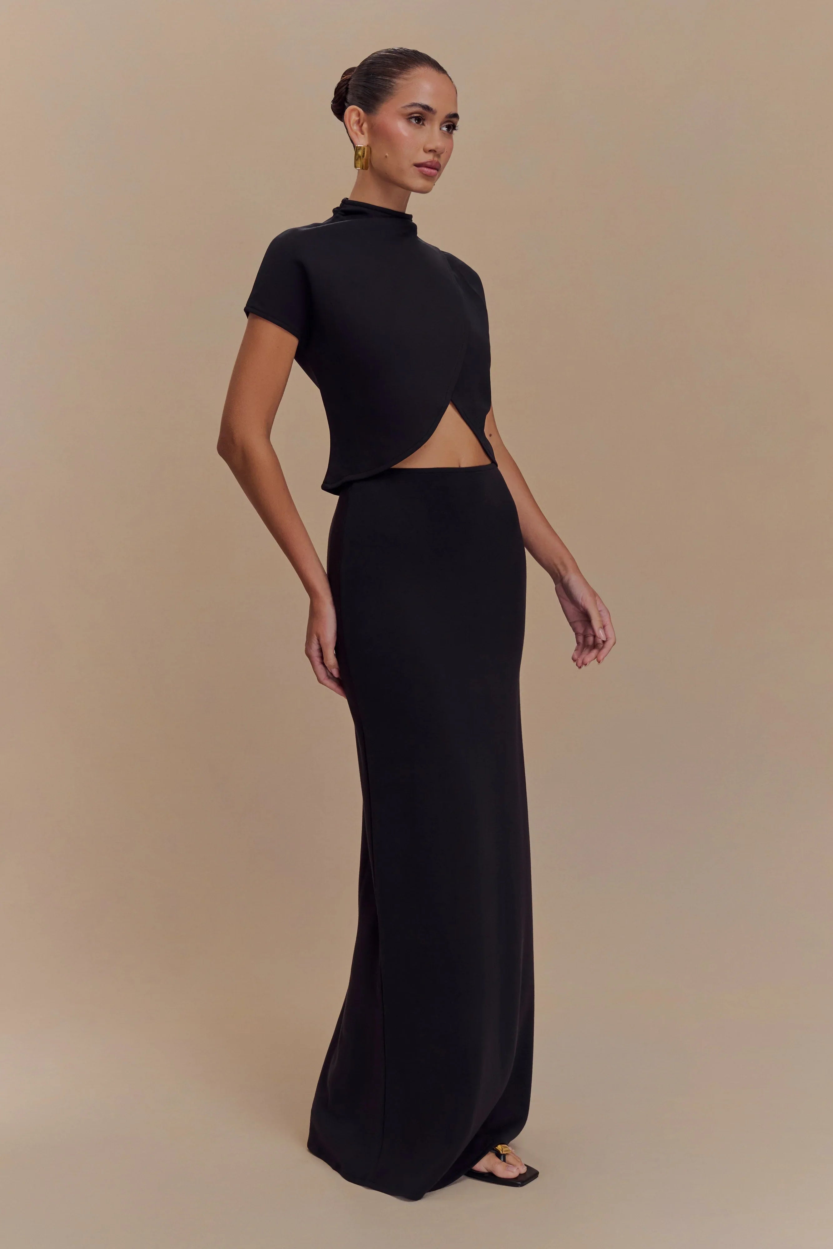 Eris Scuba Jersey Maxi Skirt Black