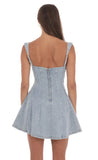 Denim Fit and Flare Dress in Washed Blue
