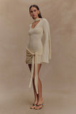 Taron Knit Mini Dress With Scarf Cream