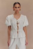Emilie Puff Sleeve Cotton Top White