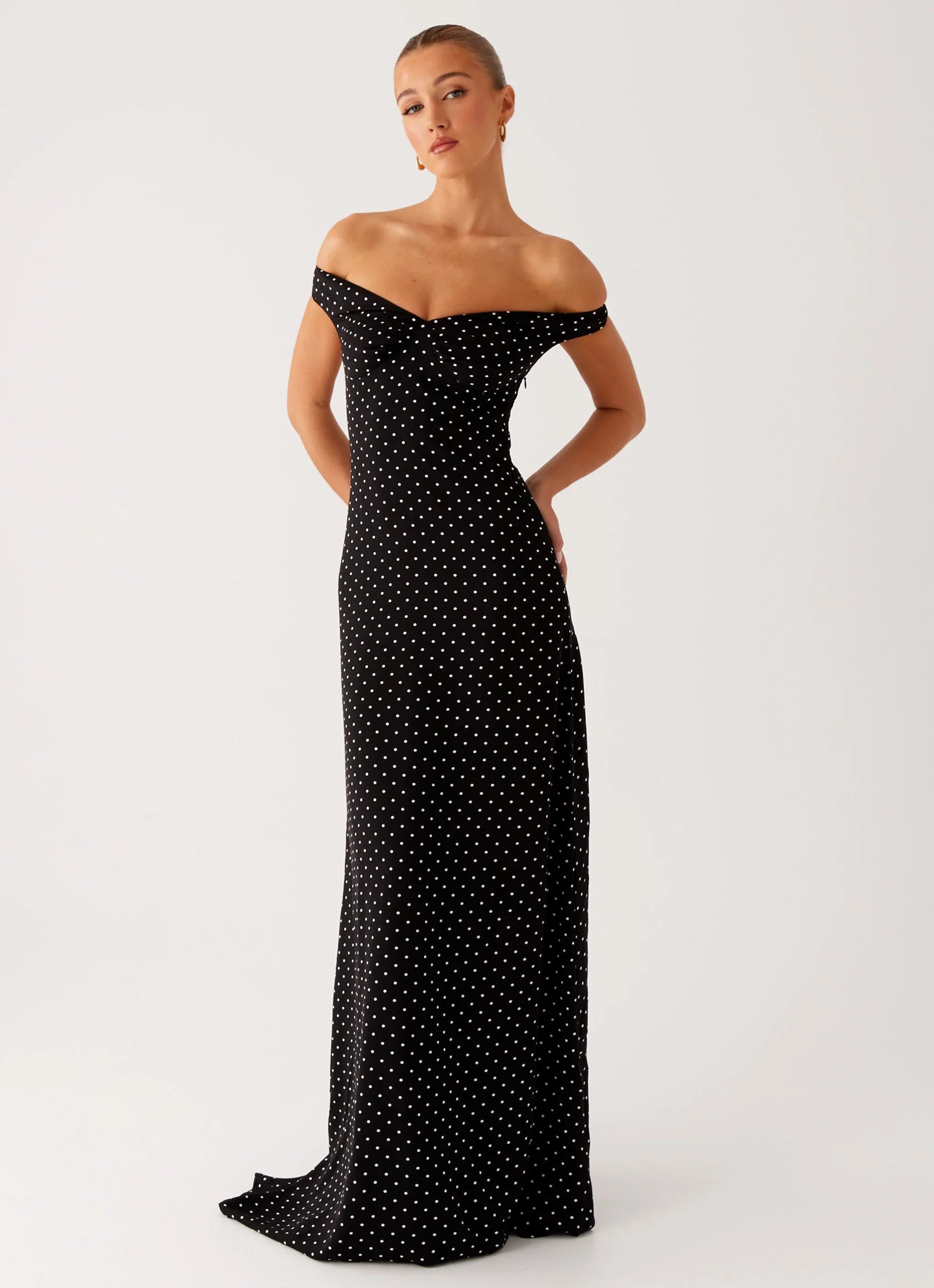 Melany Maxi Dress Black Polka Dot