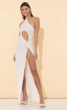 Cutout Maxi Dress in White Shimmer