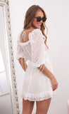 Puff Sleeve Dress in White Chiffon