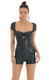 Holographic Cutout Romper in Black Multi