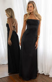 Blaise Black Satin Maxi Dress