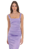 Satin Bodycon Maxi Dress in Lilac