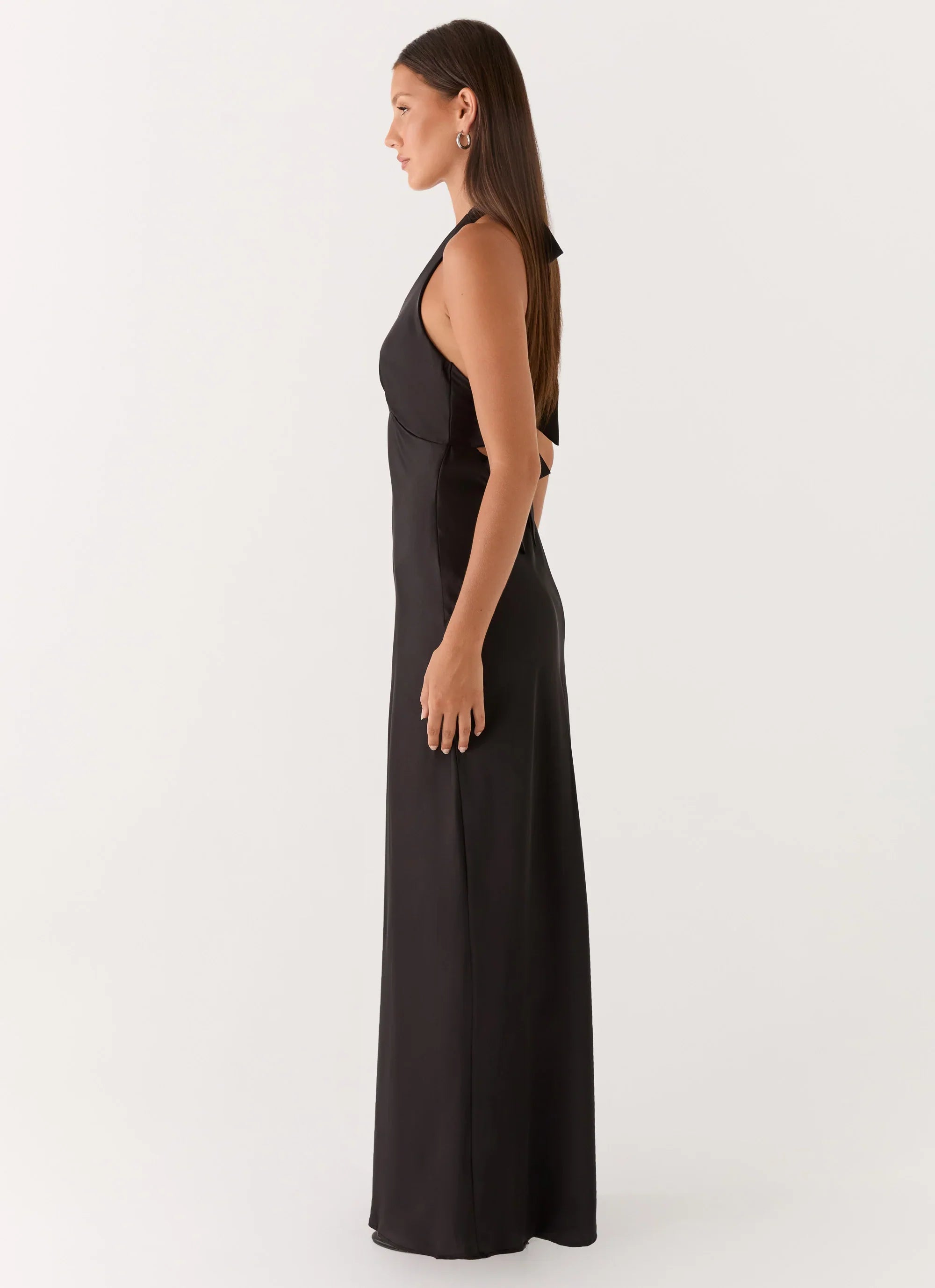 Heavy Hearted Satin Maxi Dress Black