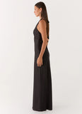 Heavy Hearted Satin Maxi Dress Black