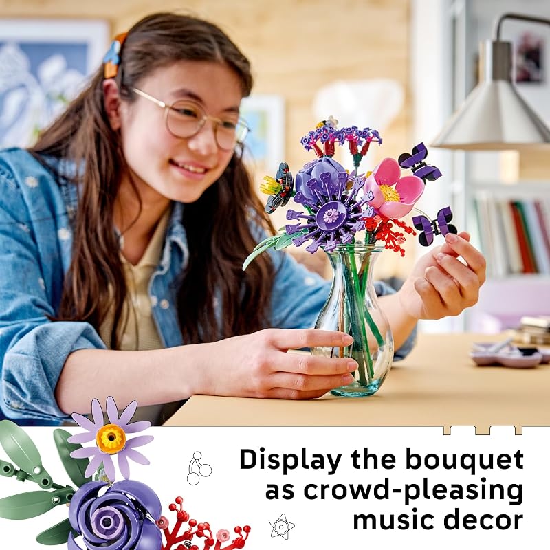 LEGO Botanicals Olivia Rodrigos Flower Bouquet 11507 Building Toys for Girls Boys Ages 9 Bedroom Decor for Fans Artificial Flowers 400 pieces Gift for Birthdays