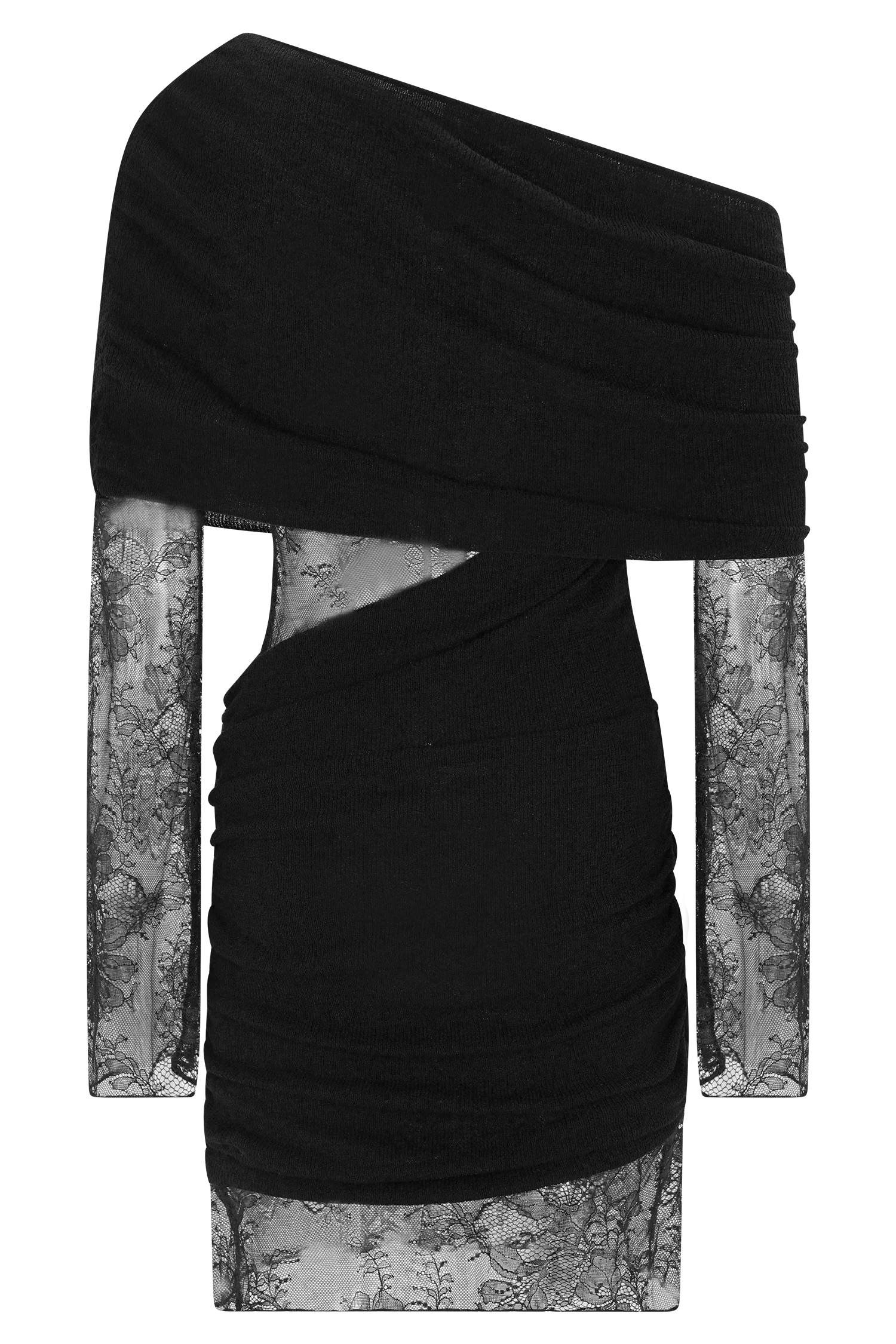 Luxie Lace Knit Mini Dress Black