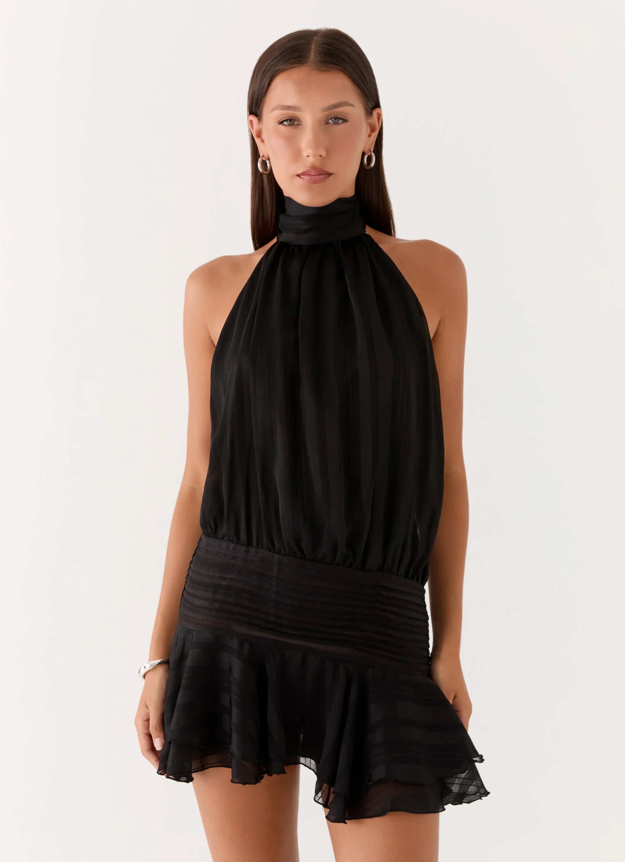 Willow Chiffon Mini Dress Black