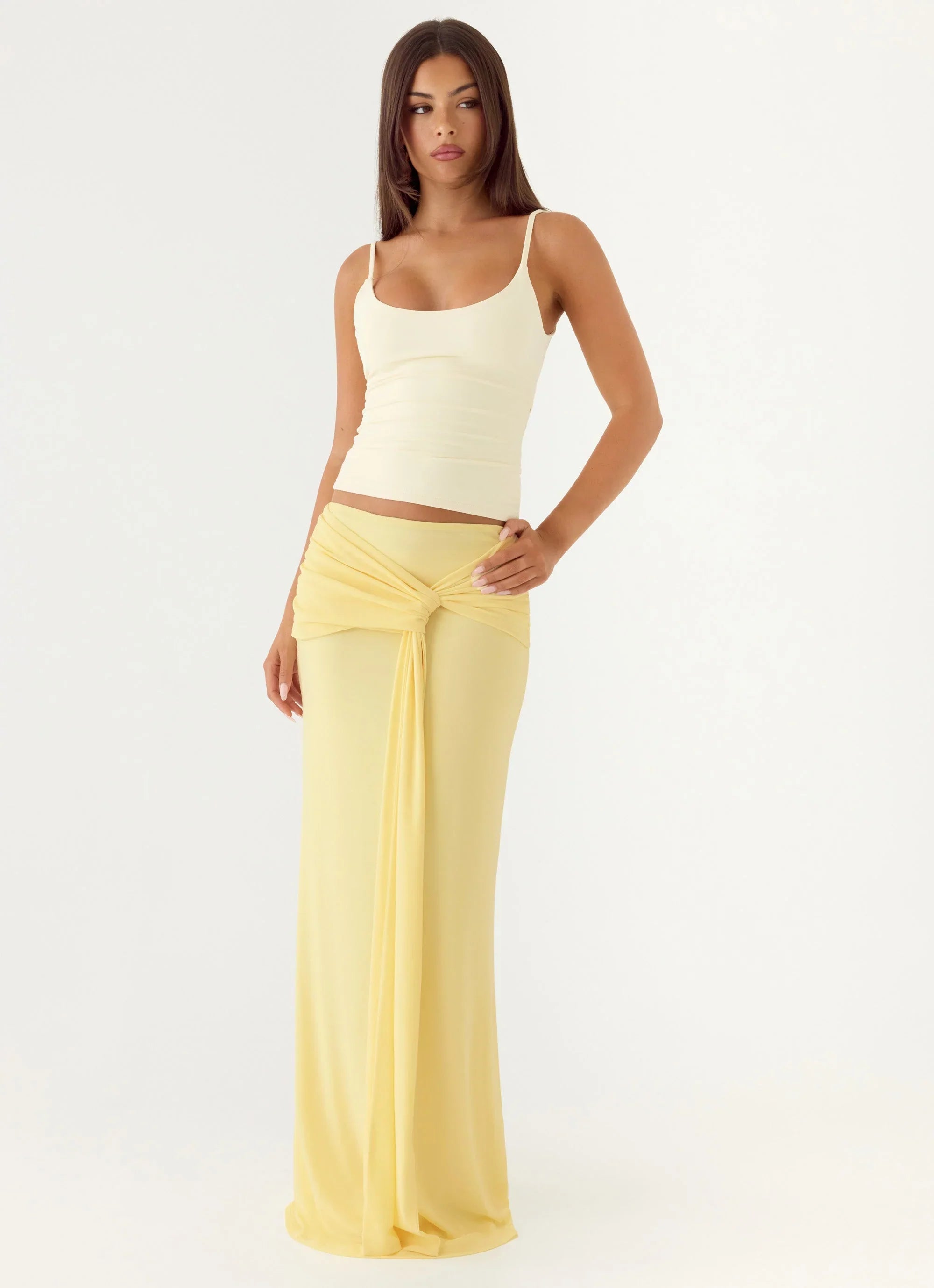 In Destiny Wrap Maxi Skirt Yellow