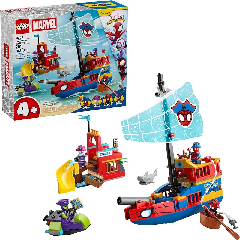 LEGO Marvel Spidey and His Amazing Friends Team Spidey Pirate Ship Building Toy for Kids Super Hero Pretend Play Set for Preschool Boys Girls Ages 4 Gift Idea for Birthdays 11208